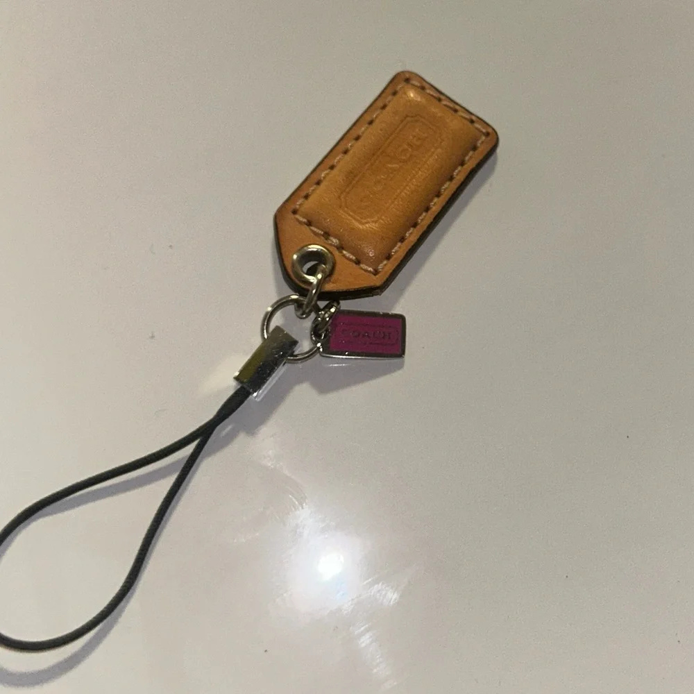 Coach Tan Leather Bag Tag Accessory
